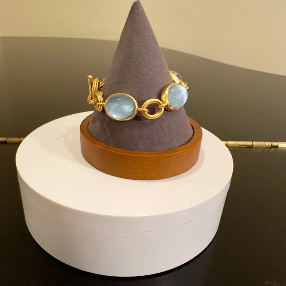 Julie Vos NWT authentic luxury minimalist Iridescent Chalcedony Blue Bracelet - Picture 11 of 17